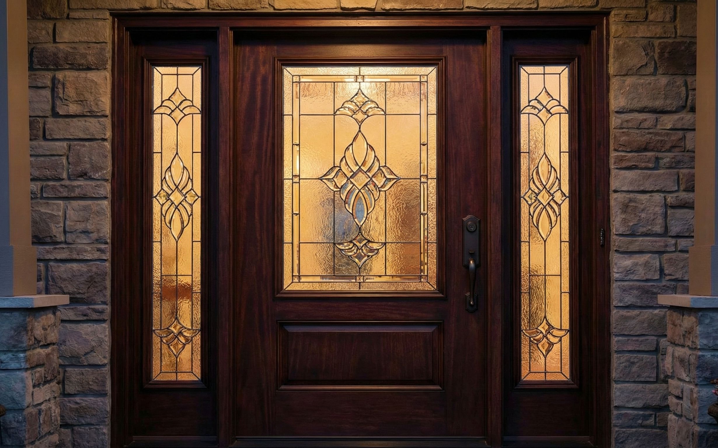 Andersen Custom Sized Front Door with Sidelights Installation